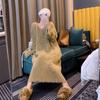 Autumn and Winter New Imitation Mink Velvet Loose Over The Knee Long Hair Skirt Women's Large Size Pajamas Dress