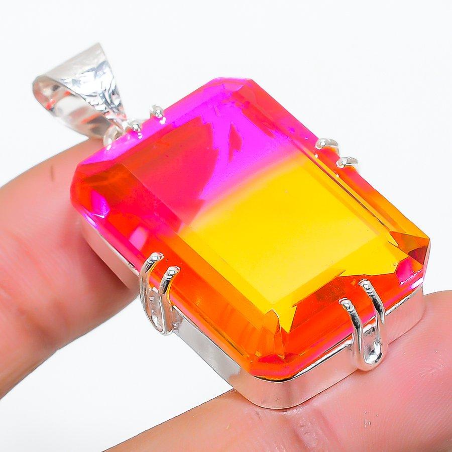 

Bi-Color Tourmaline 925 Solid Sterling Silver Jewelry Pendant 1.81 SU-10271
