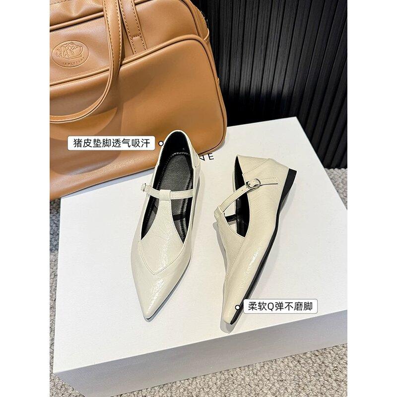 French temperament pointed single shoes women's 2025 new shoes autumn women's low heels with skirts Mary Jane loafers