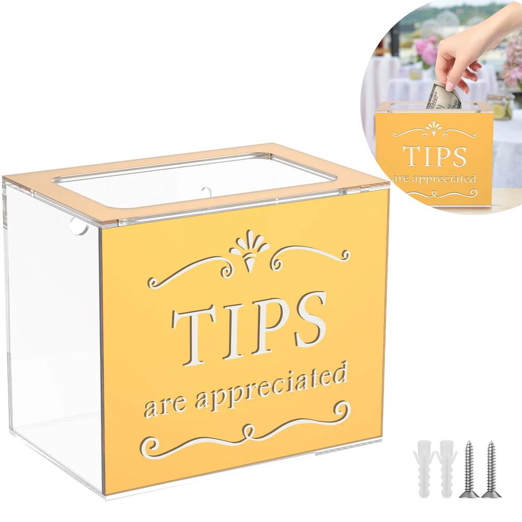 Acrylic Donation Box Suggestion Trading Ballot Raffle Money Ticket Container with Large Opening Raffle Box for Bars Restaurants