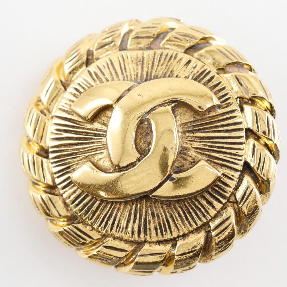 Chanel COCO Mark Earring Vintage Plated Gold 23g Women Used