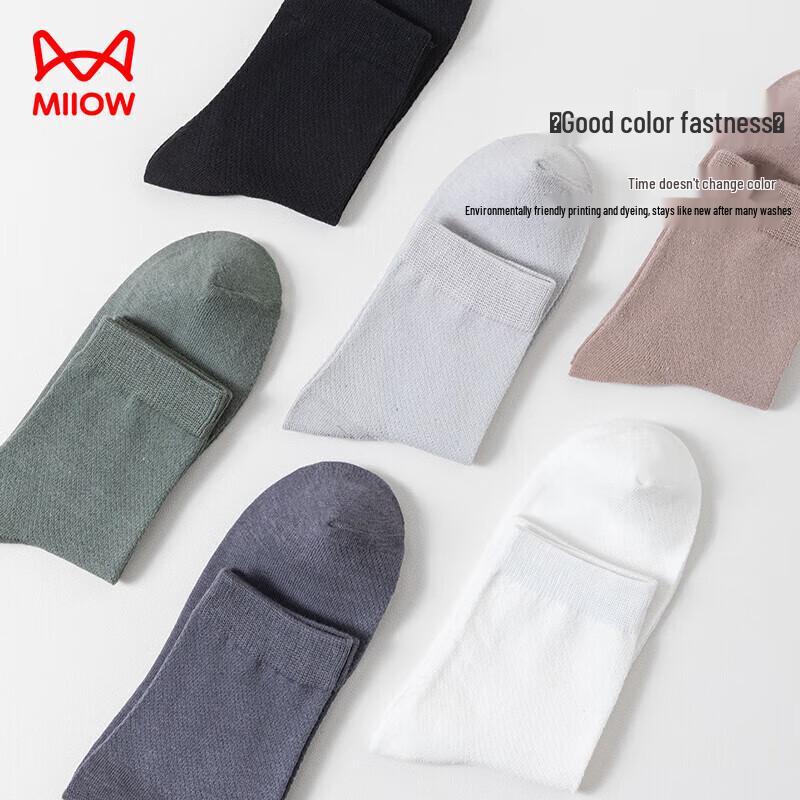 MiiOW Men's 6-Pair Pure Cotton Mesh Mid-Calf Socks