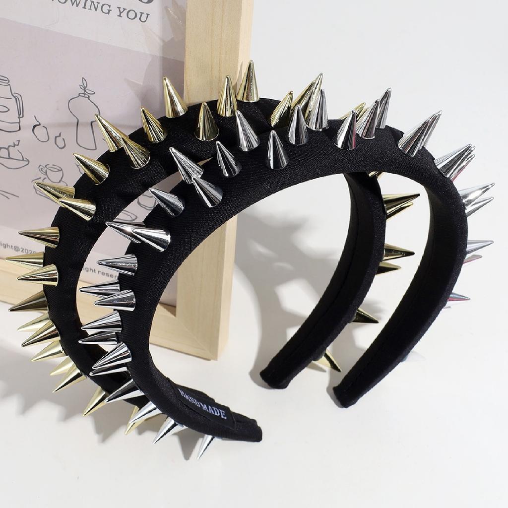 1PC Exaggerated, Designer, Rivet, Black, Hairband, Summer, Wide, Fashion, Punk, Personalized, Headband, Hairpin
