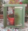 Antique Hand-Painted Wooden Window Jharokha: Rustic Green Wall Decor