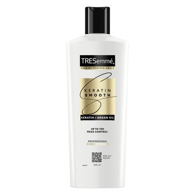 TRESemmé Après-shampoing Lisse Kératine Anti-frisottis 335ml | Contrôle des frisottis 72H avec Protéine de Kératine et Huile d'Argan | Après-shampoing sans parabène pour cheveux secs Fr