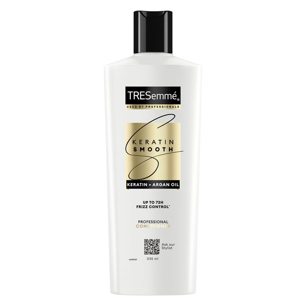 TRESemmé Keratin Smooth Anti Frizz Conditioner 335ml | 72H Frizz Control with Keratin Protein & Argan Oil | Paraben Free Hair Conditioner for Dry Fr