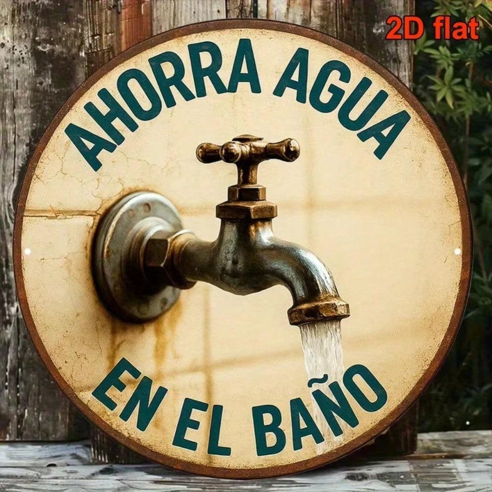 Retro Save Water Metal Sign 8x8 Inch Rustic Bathroom Laundry Kitchen Yard Wall Art