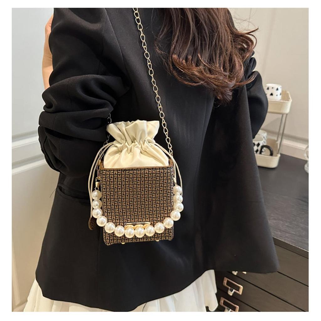 Trendy Small Bag Female Simple Crossbody Bag Chain Simple Drawstring Fashion Shoulder Bag