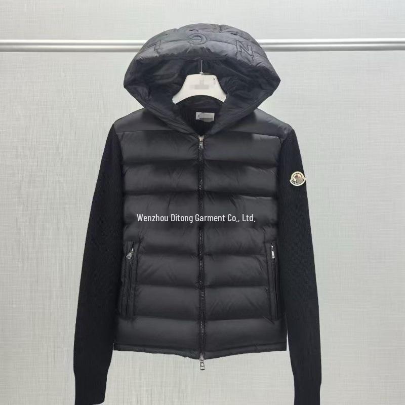 Evropská značka M Pánská stylová úzká prošívaná bunda s patchworkem a kachním peřím bílá