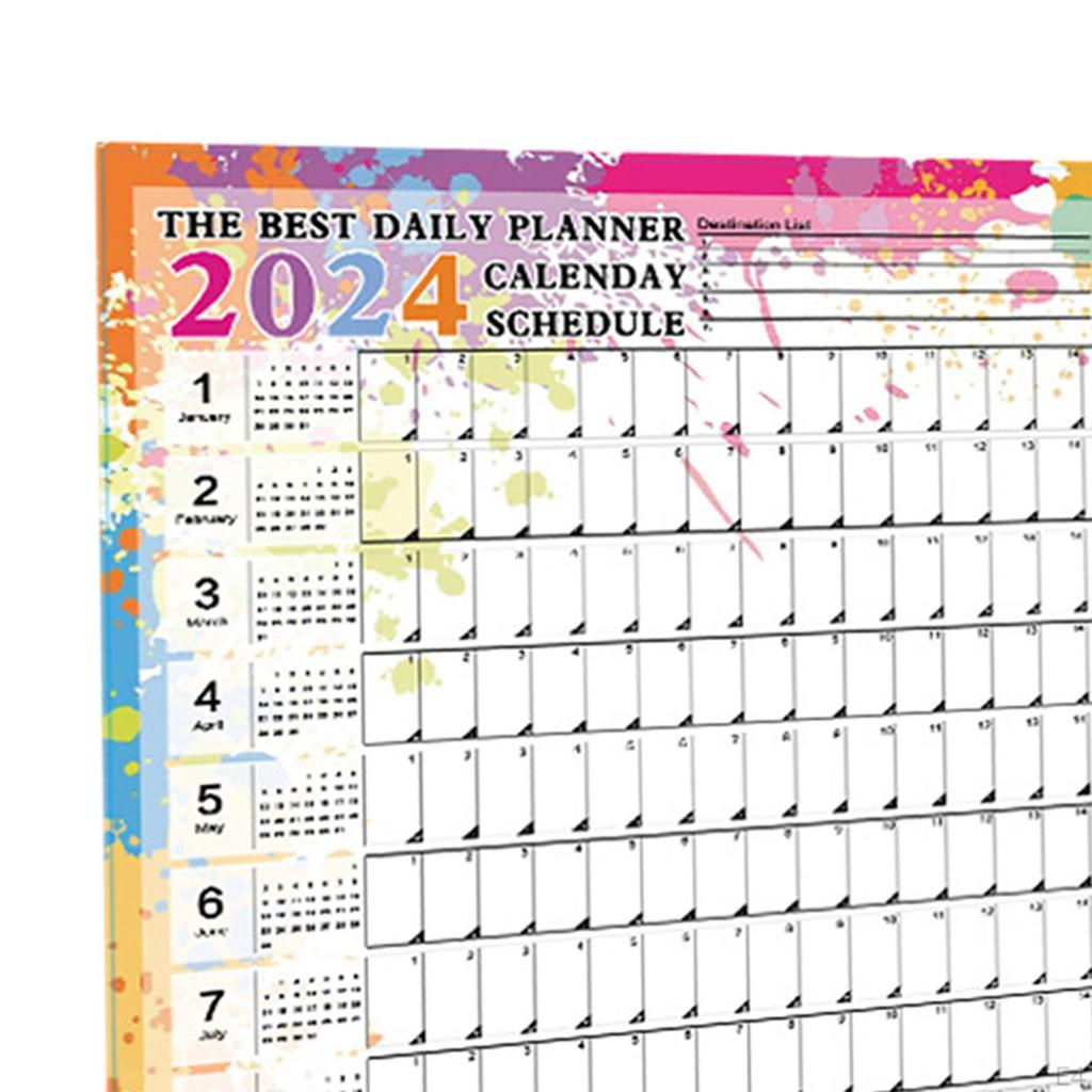 Foldable Wall Calendar, Portable , Weekly Planner, Yearly Poster for Classrooms, Offices, Pla