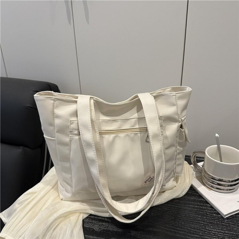 Light Weight Large Capacity Tote Bag Solid Color Student Handbag Trendy Women's Shoulder Bag  Girls