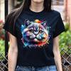 British Shorthair Cat Color Splash Unisex T-Shirt Black Navy Dark Heather