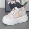 Fashion Female Summer Fashion Lightweight MeshSneakers 8cm Hidden Heel Platform Sport Shoes Comfortable Running Mesh Trainers