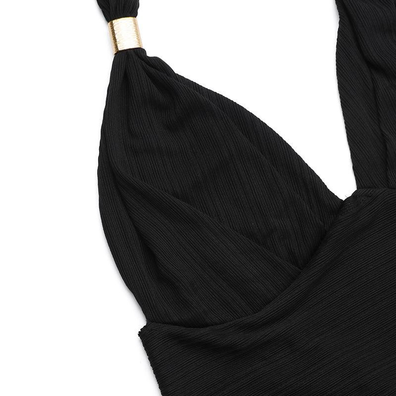 Schwarzes Neckholder-Maxikleid - Elegant Slim Fit