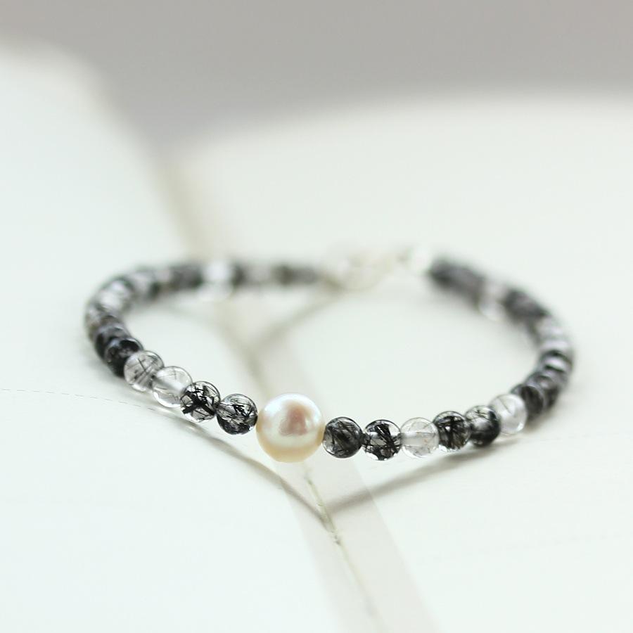 Natural black hair crystal diy Simple design women's pearl bracelet, bulk discounts available