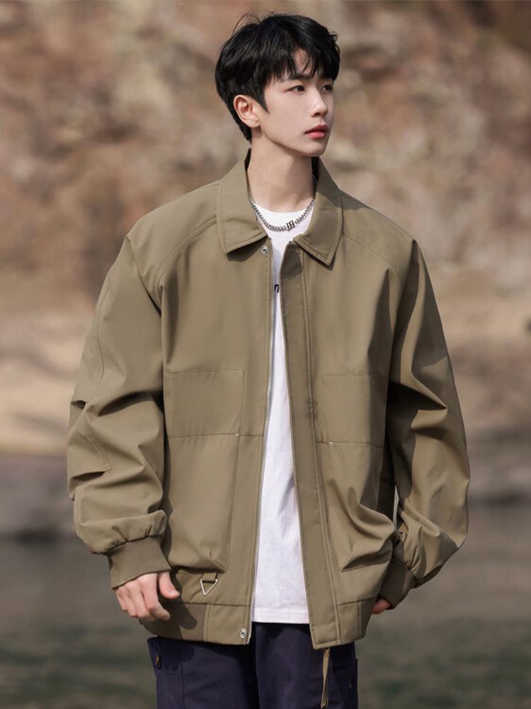 Men's Spring/Autumn Trendy Loose Turn-Down Collar Jacket - Teen Casual Coat with Free Shipping