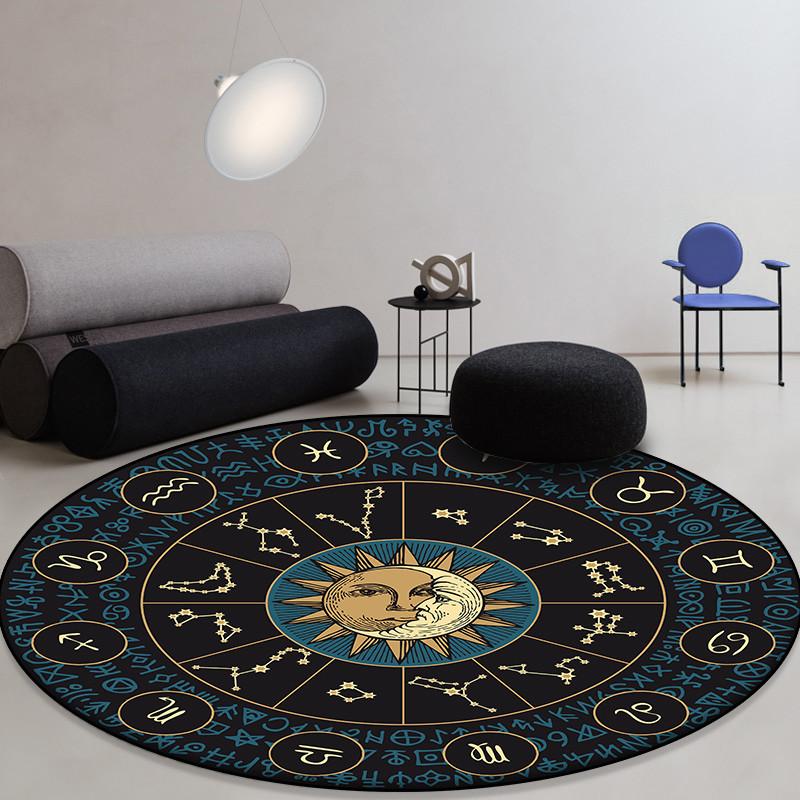 

Круглый напольный коврик с принтом в виде созвездия Солнца и Луны, подходит для дома, гостиной, спальни, ковер, нескользящий напольный коврик 140CM