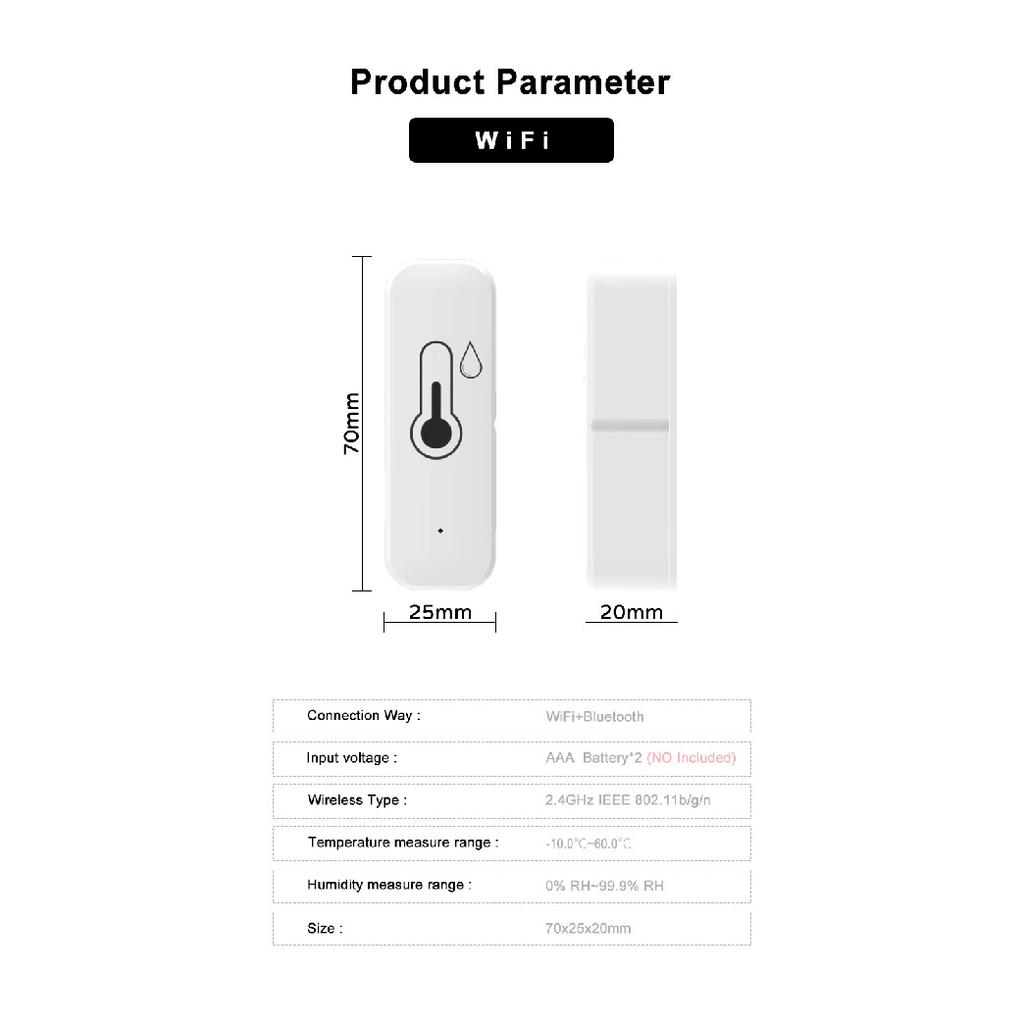 Tuya WIFI Temperature And Humidity Sensor Smart Life APP Remote Monitor Smart Thermo-hygrometer Work With Alexa Google Assistant