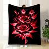 Glowing Red Roses with Sharp Details On a Contrasting Black Background. for All Seasons Blanket Lunch Break Throw Gift