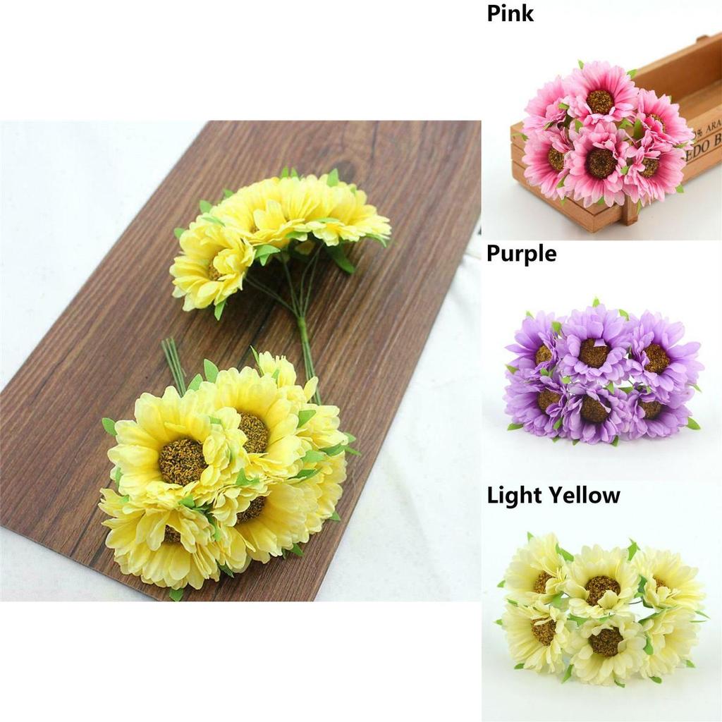 Vibrant 6pcs Artificial Gerbera Daisy Fake Silk Flower For Stunning Home Decor