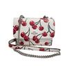 18-inch Chain Shoulder Strap Cherry Print Calfskin Shoulder Bag, Women's Gift, Girlfriend Gift, Christmas White, CY717