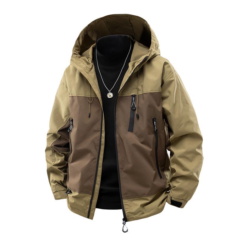 OO Fleece Thickened Jacket Men's Loose Trend Outdoor Waterproof Casual Retro Hooded Jacket Men