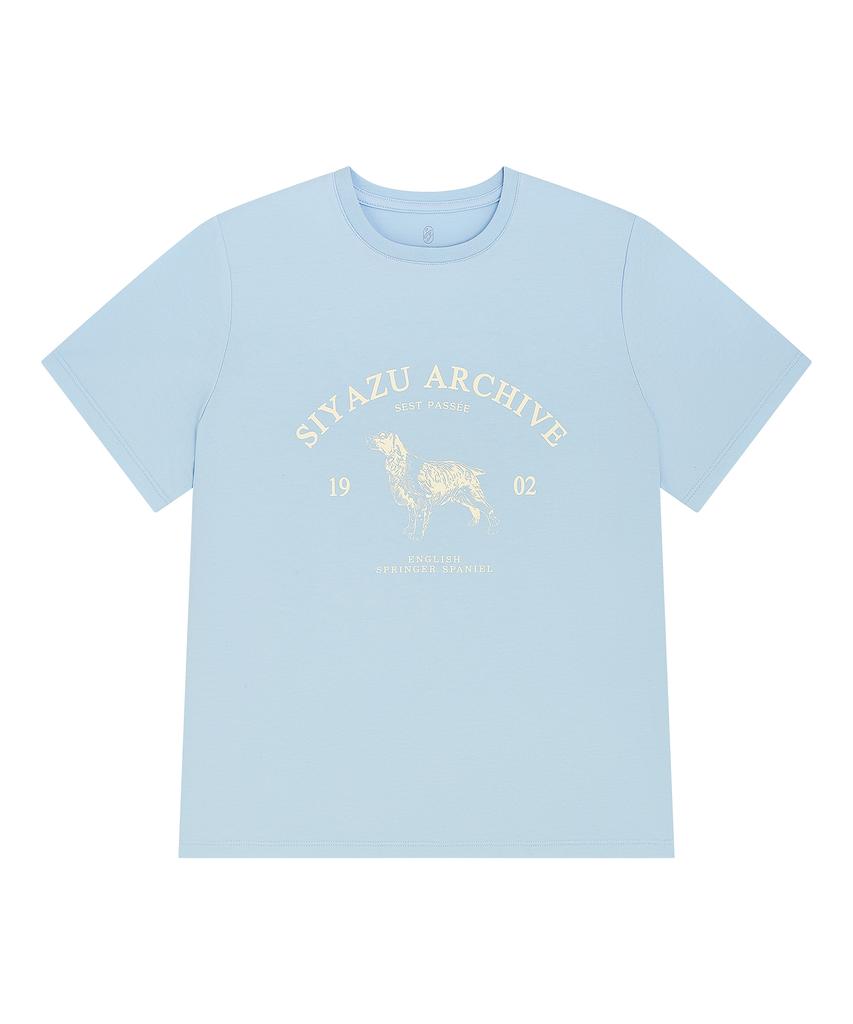Siyajyu Sitp5191 Archive Houndstooth Print Short Sleeve T-Shirt_Sky Blue
