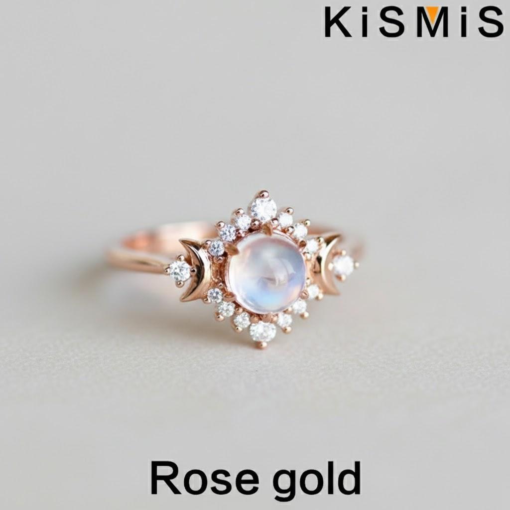 Fashion Woman Exquisite Simple Moon Ring Beautiful Generous Birthday Gift Party Jewelry Size 5-10