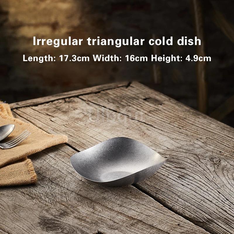 Creative irregular plate High-end stainless steel outdoor tableware Western-style dinner plates Vintage alien-shaped plate