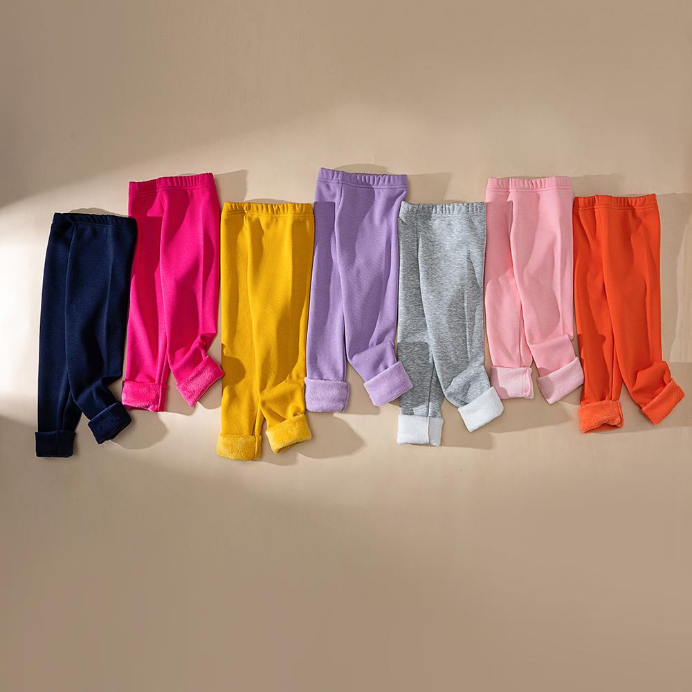 Winter Girls' Long Trousers Thickened Fleece-lined Tight-fitting Elastic and Slim-fitting Candy-colored Keep Your Princess Cozy