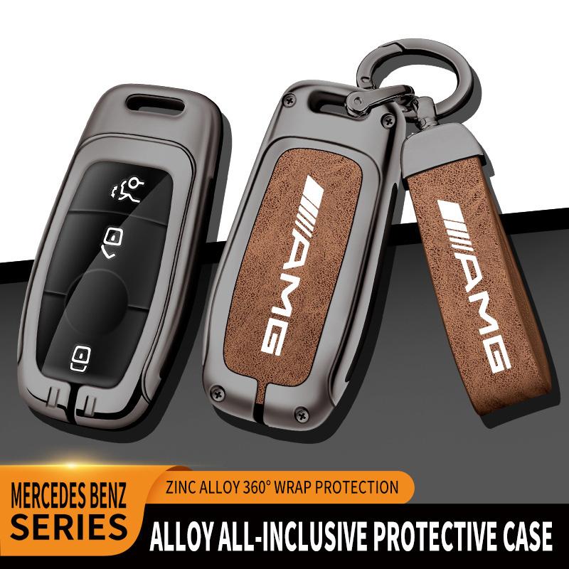 Zinc Alloy Car Remote Key Cover Case Holder AMG Logo For Mercedes Benz AMG A C E S G Class GLC CLE CLA W177 W205 W213 W222 X167 RW7