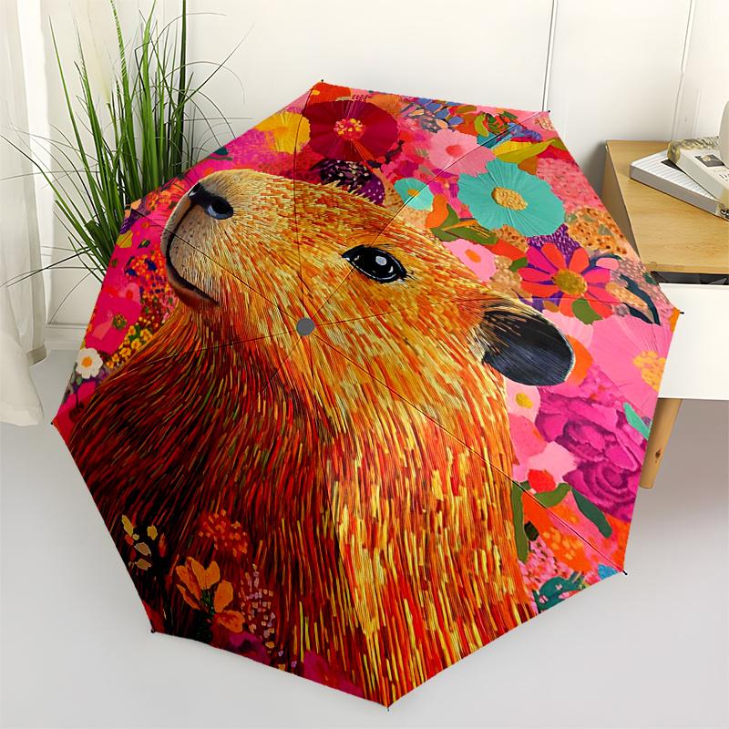 

Capybara Themed Travel Umbrella-8 Ribs Automatic Opening and Closing, Portable Folding Design, Compact and Stylish Umbrella Suitable for Out