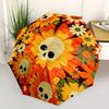 1pc Skull Flowers Automatic Open/Close Umbrella, Portable Folding Umbrella for Travel, Themed Events,