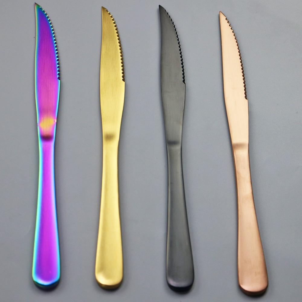 6Pcs Flatware Wenstern Steak Knife Cutlery Set 18/10 Stainless Steel Dinnerware Set Knife Kitchen Dinner Set