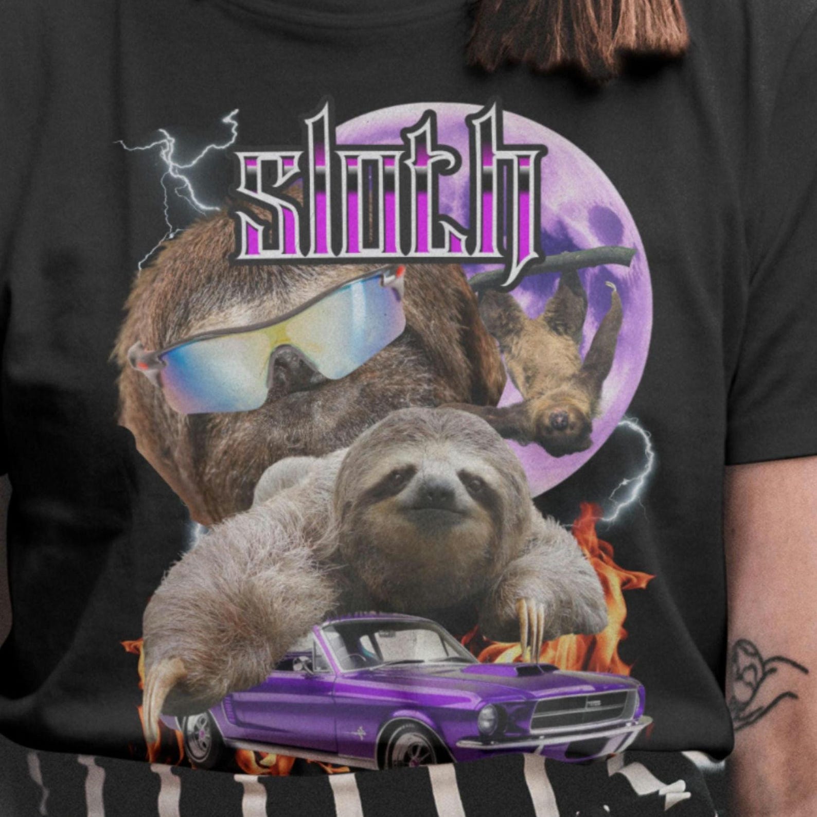 Funny Sloth Meme T-Shirt: 90s Graphic Moon Tee 3XL