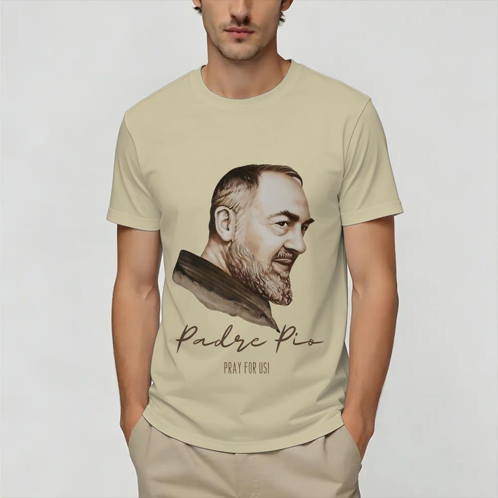 T-shirt Unisex Padre Pio Magliette Divertenti Manica Corta Girocollo Magliette in Cotone Stampe