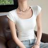 Women's Summer Ice Silk Square Neck Fly Sleeve Tank Top - Breathable, Slim, Trendy Street Style, Short Sleeve Outerwear