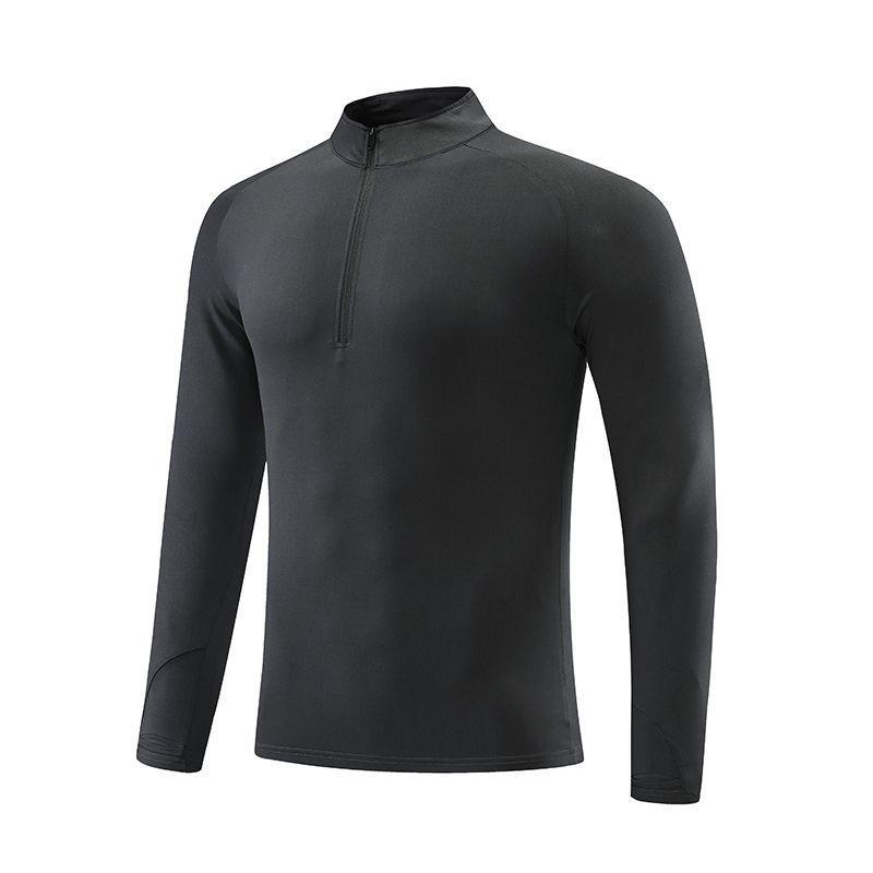 2024 Men's Quick-Dry Long Sleeve Thumbhole Sports T-shirt - Windproof, Half-Zip Running & Fitness Top for Spring/Autumn.