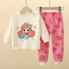 Kids Cotton Thermal Underwear Set Boys Girls Autumn Pajamas Home Wear Long Sleeve Top And Pants Baby Warm Base Layer