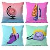 Food Fruit Print Creative Pillow Case Anti-dustmite Pillowcase Invisible Zipper Silky Short Plush Sofa Cushion Cover