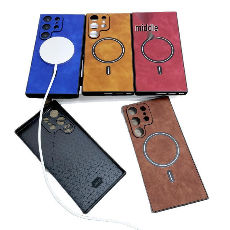 Samsung S25 Ultra Lambskin Magnetic Phone Case, S26 Plus A24U Full Coverage Protective Case, S23