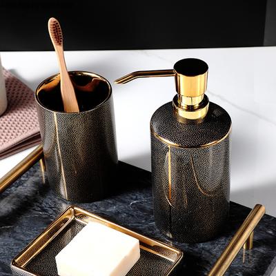 Ceramic Wash Set Bathroom Four-piece Set Lotion Bottle Hand Sanitizer Bottle Mouth Cup Soap Dish Toiletries Bathroom Accessories