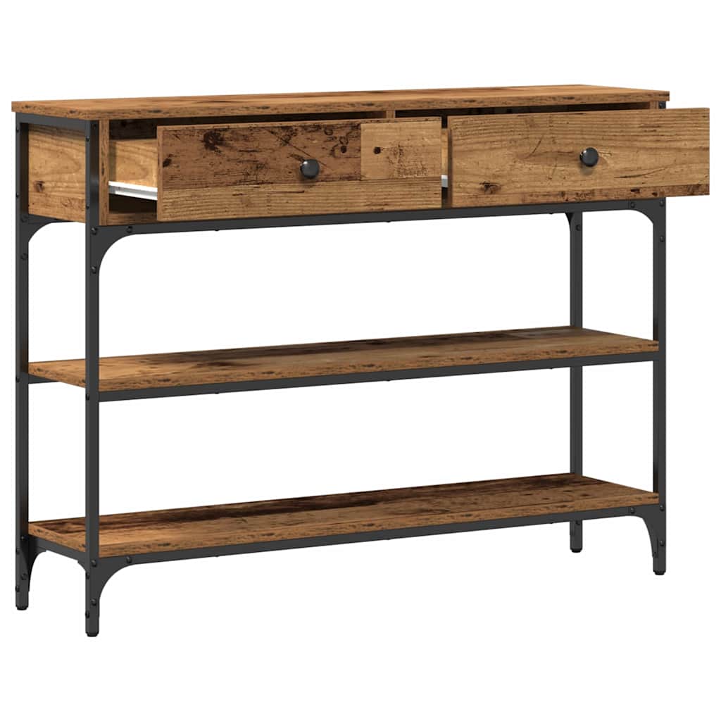 Industrial Console Table with Shelf Reclaimed Wood Look 100 x 25 x 75 cm Engineered Wood
