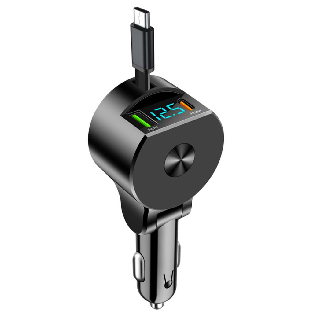 

HdoorLink PD30w 3 в 1 выдвижное автомобильное зарядное устройство USB Type C кабель для iPhone Android шнур для быстрой зарядки адаптер 3 in 1