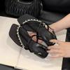 Fashion New Rhinestone Buckle Strap Clip Toe Flat Sandals Women's Summer Roman Beach Shoes Open Toe Non-slip Women's Shoes