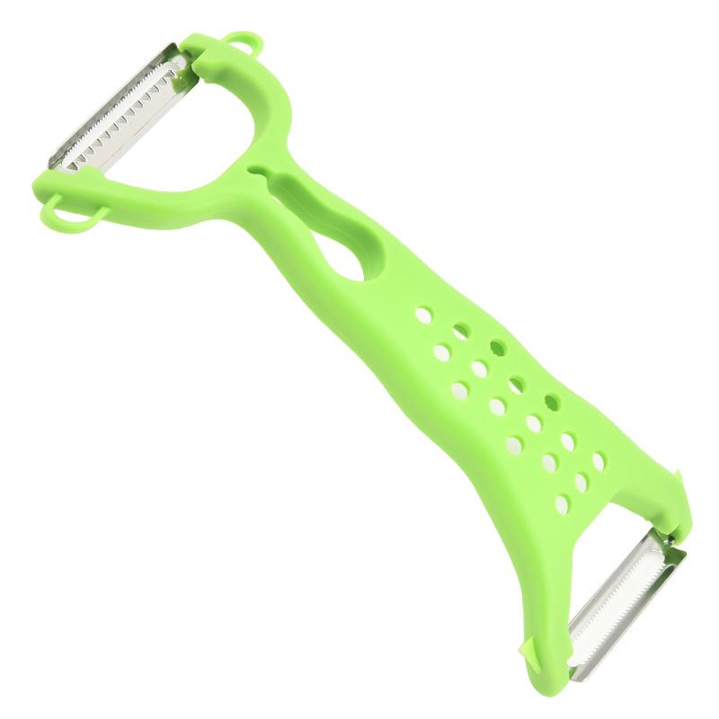 Двусторонний нож-овощечистка и терка из нержавеющей стали для дынь, картофеля и фруктов зелёный