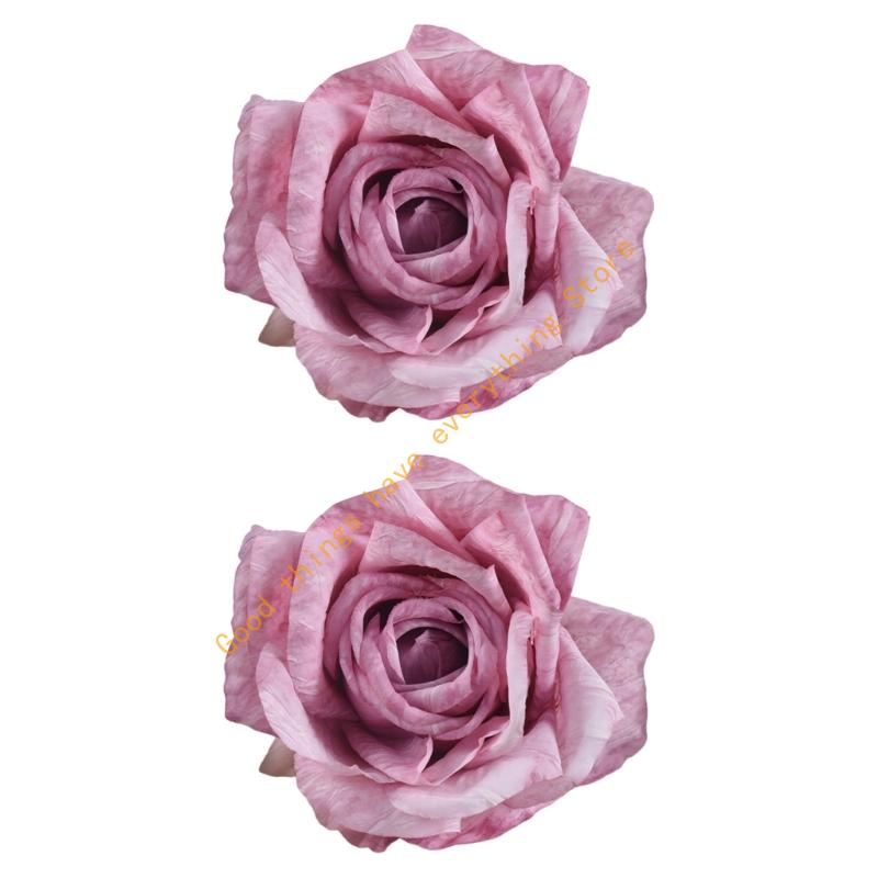 55KF 2PCs Faux Roses Curtain Tiebacks For Window Treatments Durability Polyester Fabric Decorative Clip Holders