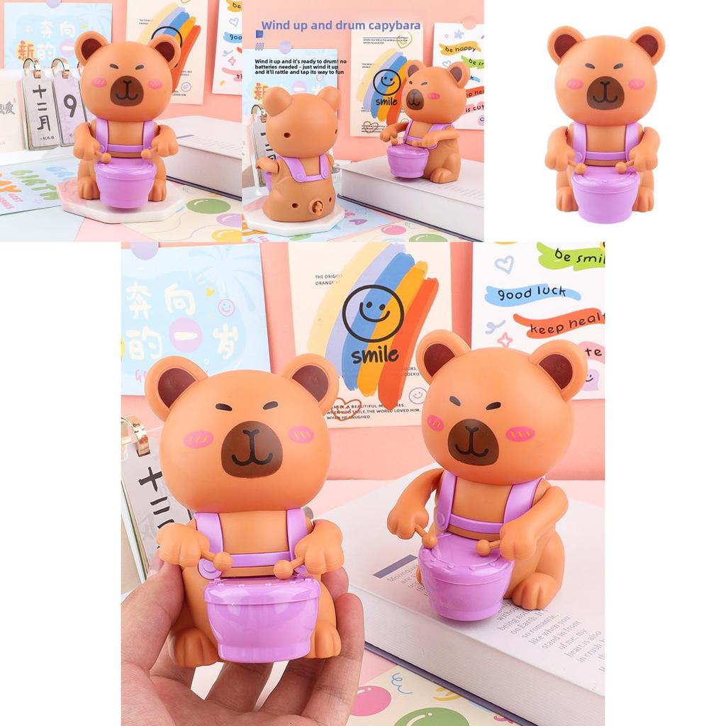 Capybara Toy Drum With Spring Mechanism For Early Childhood Learning And Sensory Development