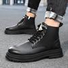 Men's boots four seasons new soft sole high-top non-slip casual boots fashion outdoor boots youth Joker work boots leather boots