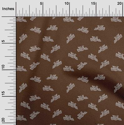 Tela de Algodón y Lino Marrón con Puntos y Pájaros Bloque de Tela para Coser Por Metro Estampada Suministros para Costura de Ropa DIY 40 Pulgadas